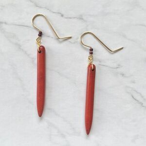 Maroon Crystal Dagger Drop Bar Earrings